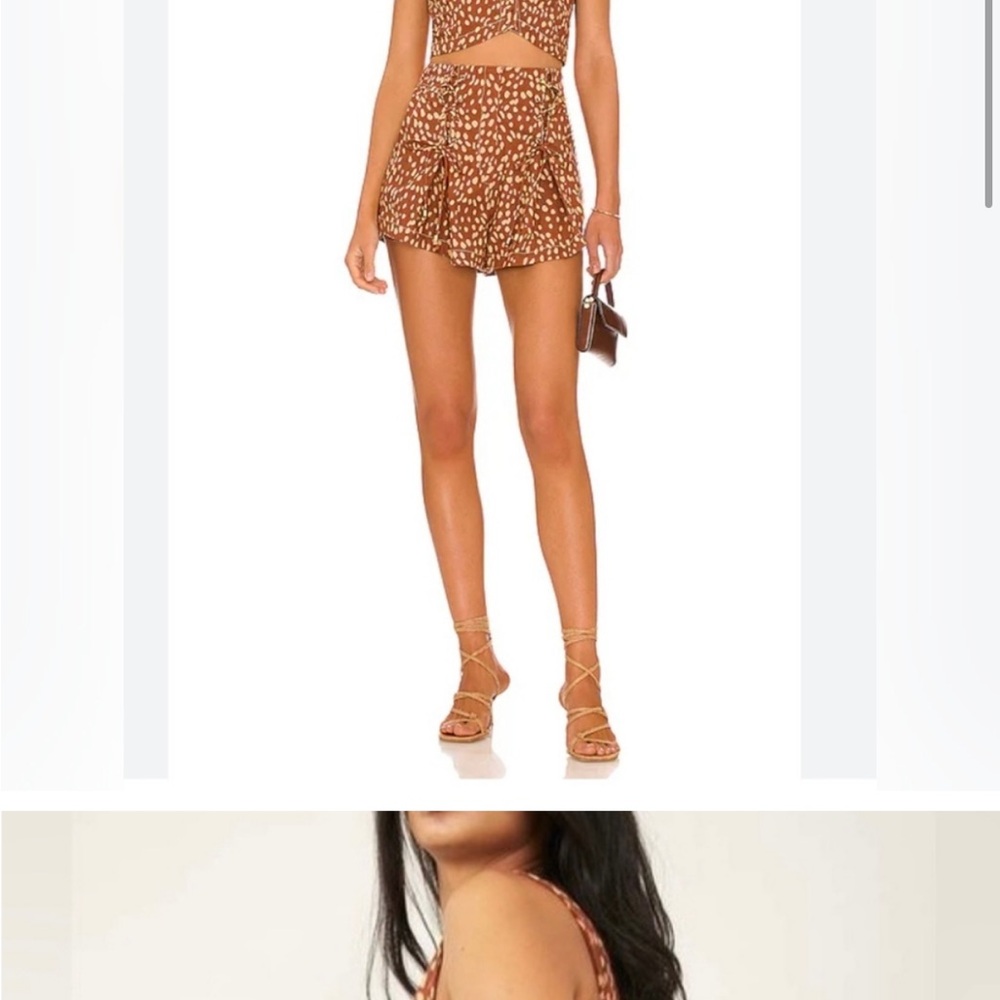 Free People Brown Spotted Flare Skort